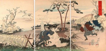 豊原周信 Painting - 鶴狩り訪問 1898年 豊原周信 美人首絵